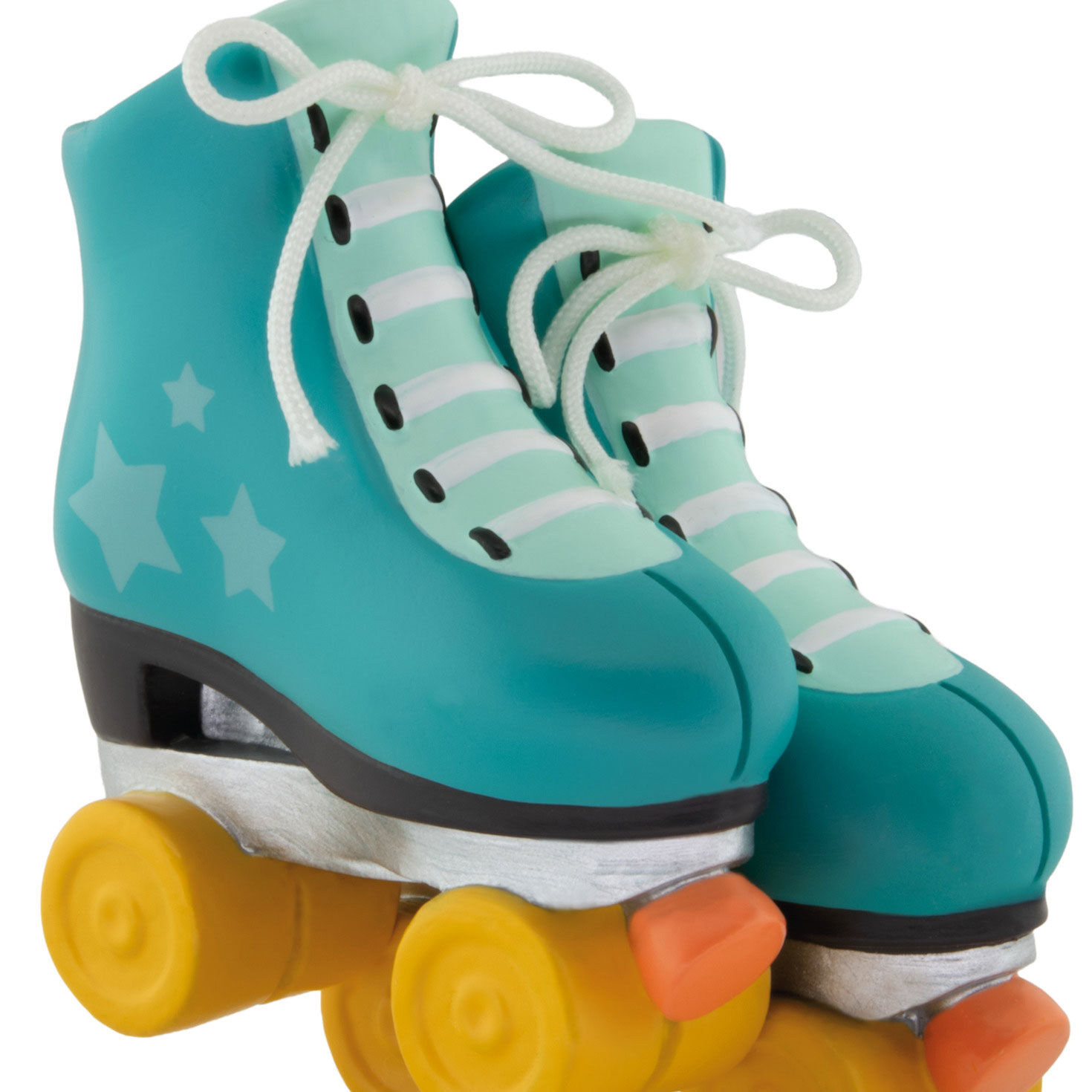 Teal Blue Roller Skates Christmas Ornament closeup view image number 5