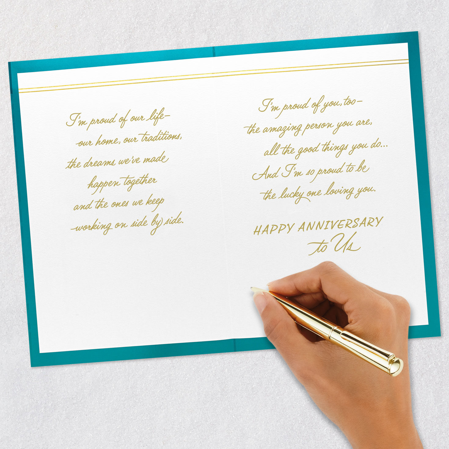 Blue Tropical Leaves Anniversary Card  image number 7
