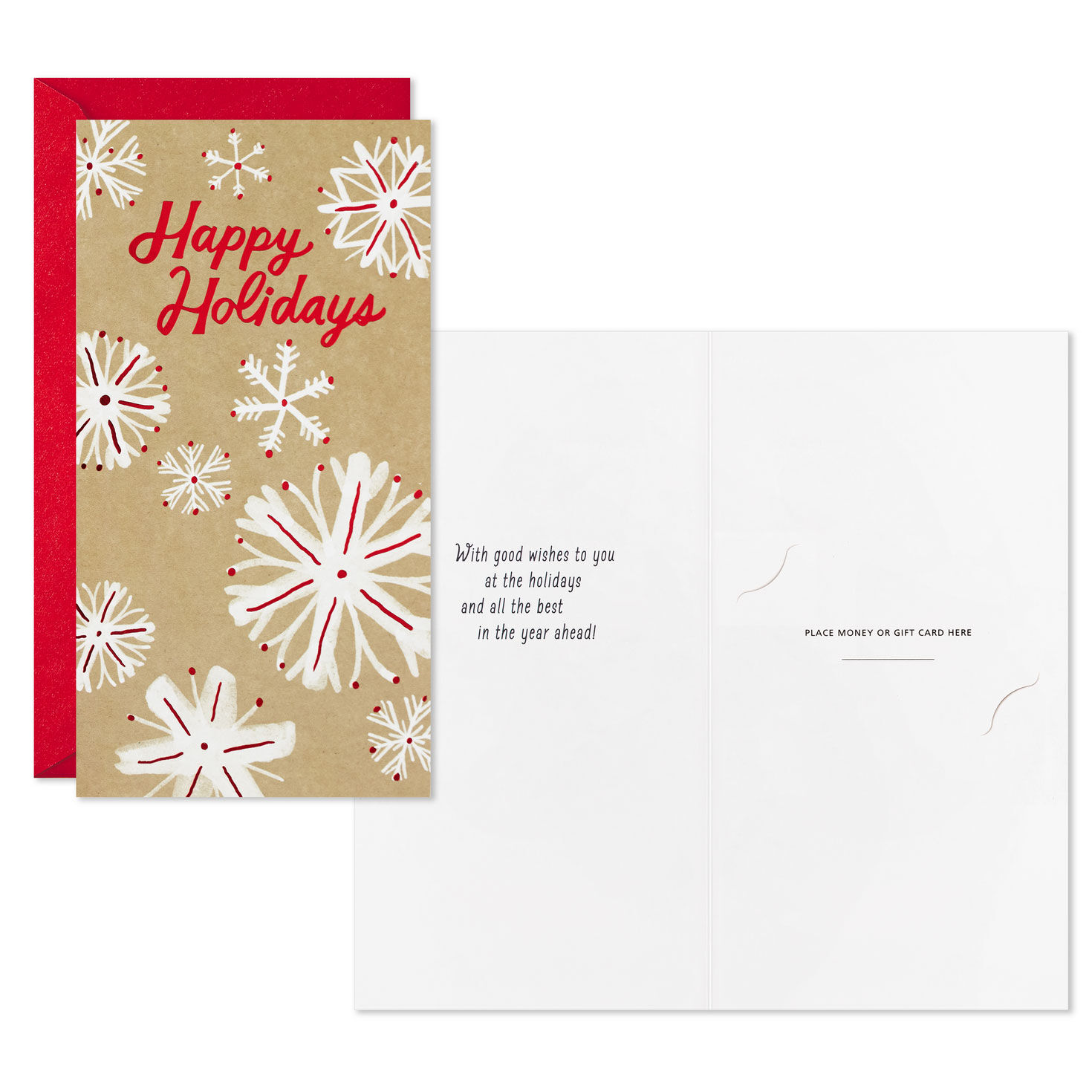 Snowflakes on Tan Money-Holder Christmas Cards, Pack of 6, , large image number 2