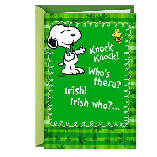 Peanuts® Snoopy Knock-Knock Joke Funny St. Patrick's Day Card, 