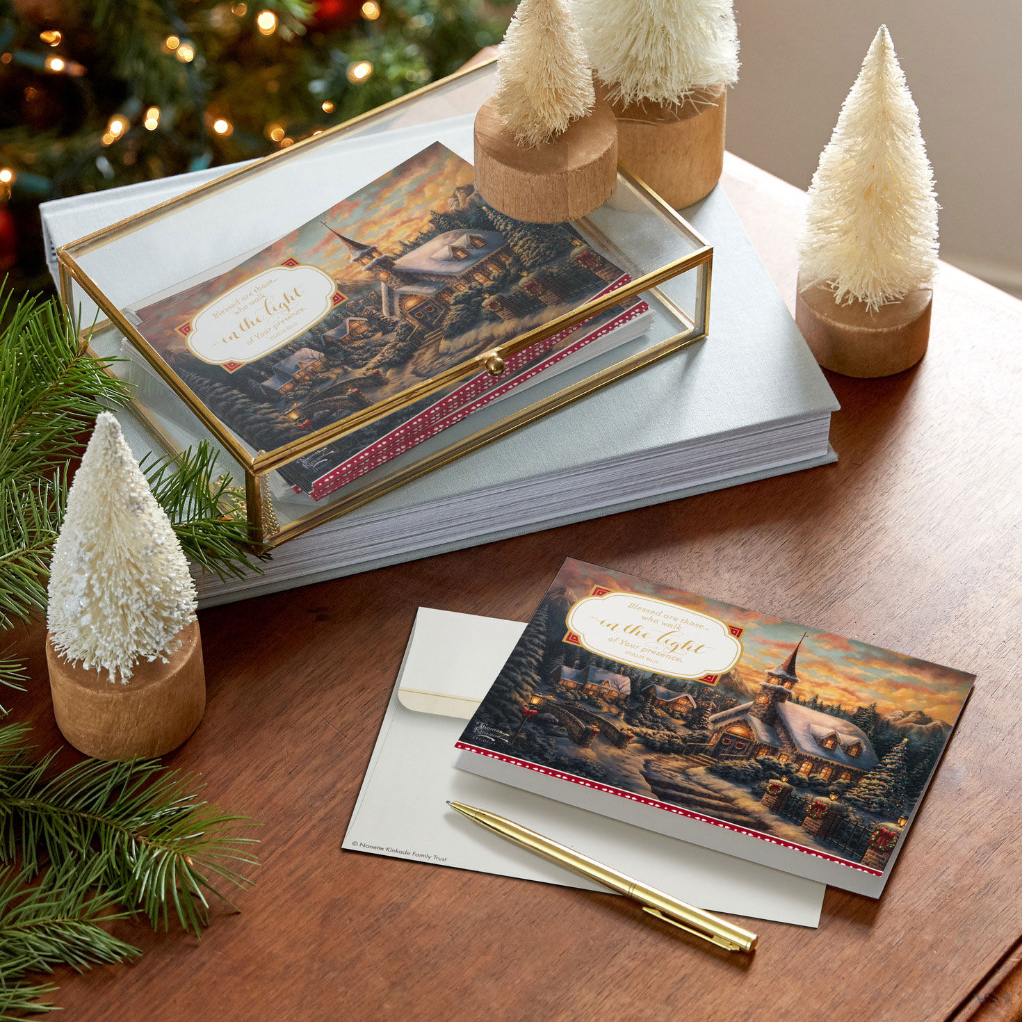 Kinkade Church DaySpring Religious Christmas Cards In use image number 7