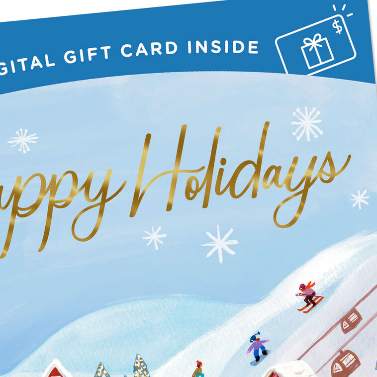 Ice-Skating Scene Gift Card Greeting Holiday Card Card Front Detail image number 5