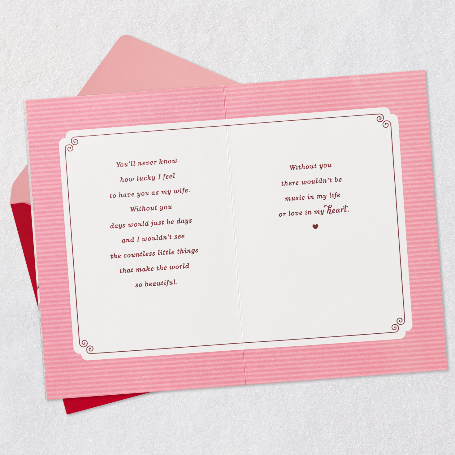 Red Roses Valentine's Day Card for Wife Open card with envelope image number 4