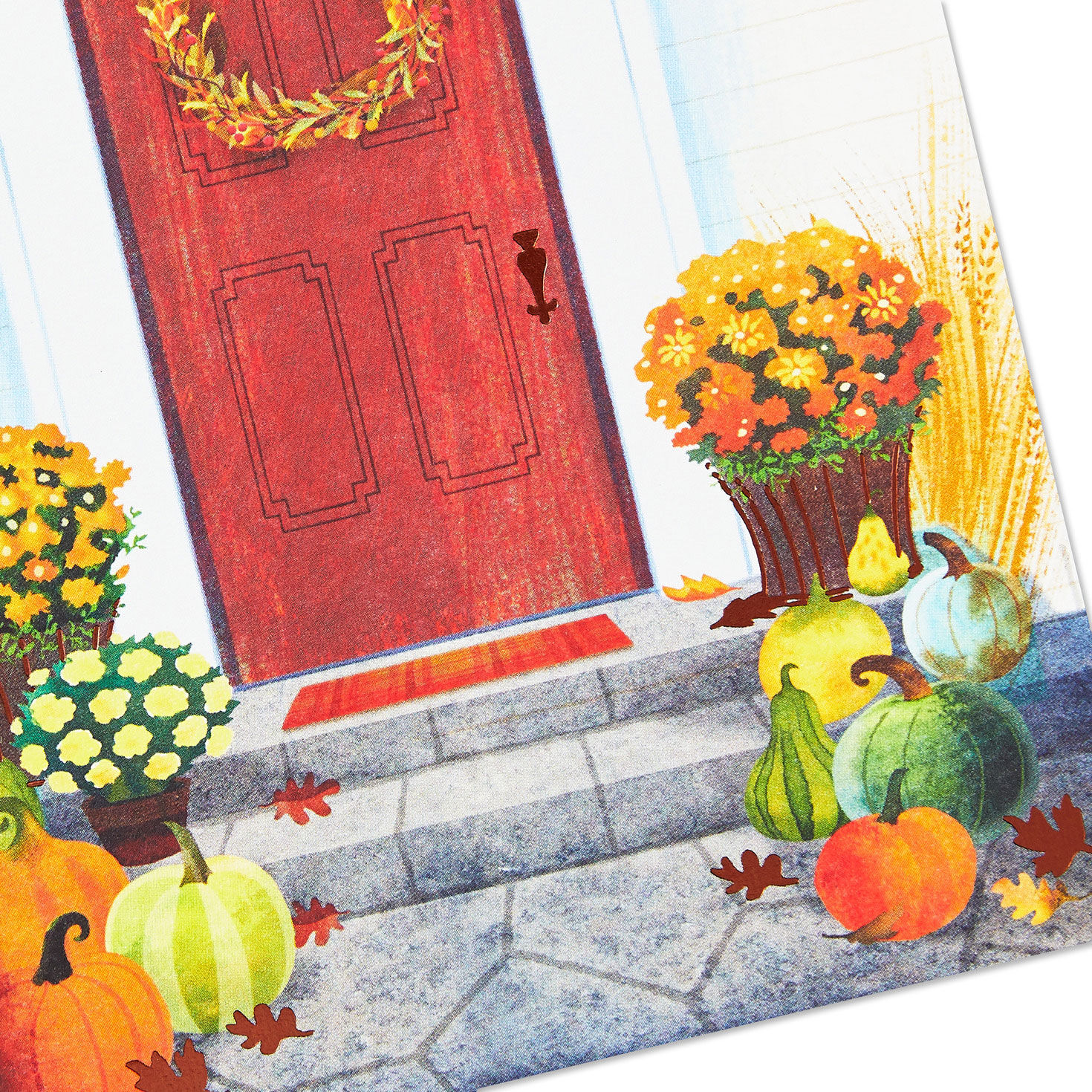 Autumn Front Door Scene Thanksgiving Cards Pack Cover Detail image number 4