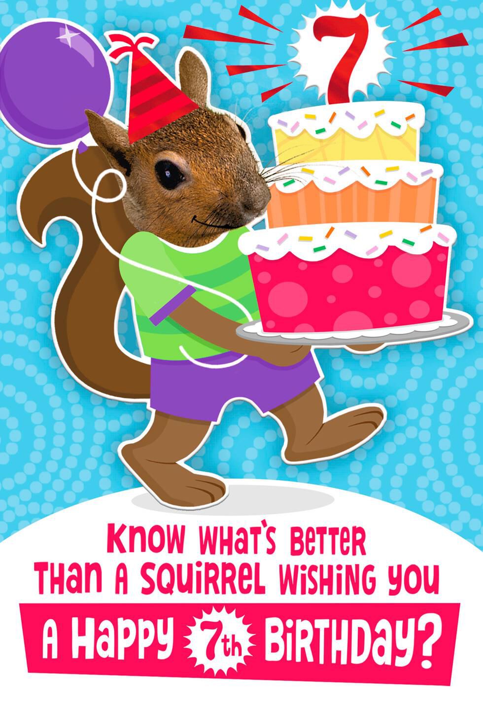 Squirrelly Nuts 7th Birthday Card