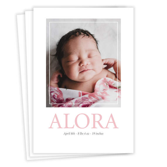 Square Frame Pink Birth Announcement
