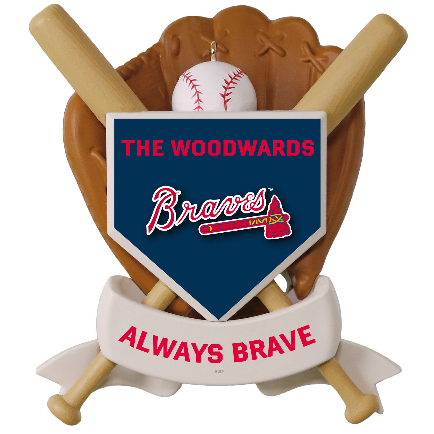 MLB Atlanta Braves™ Baseball Personalized Ornament, Custom Text