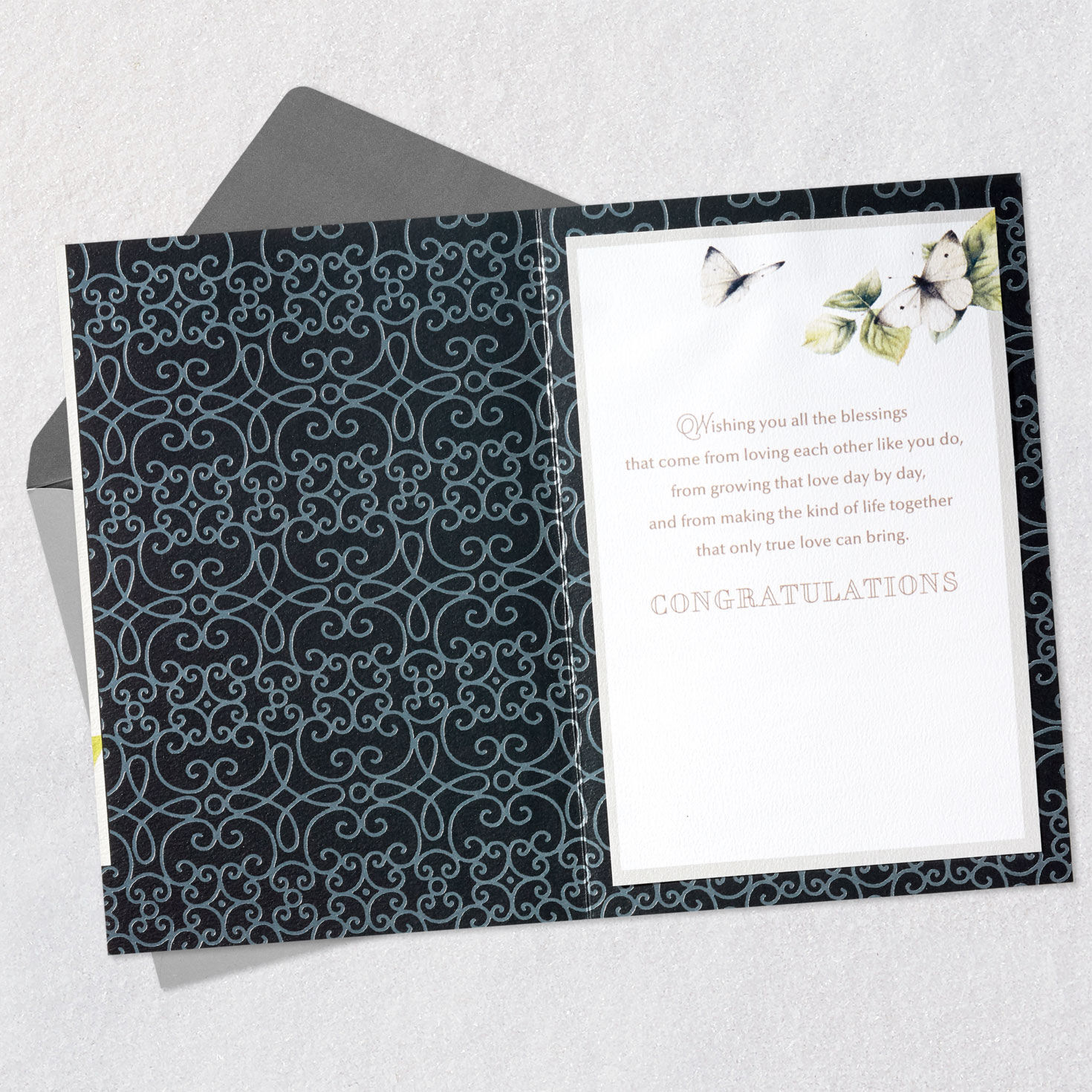 Flowers and Butterflies Marjolein Bastin Wedding Card Open card with envelope image number 3