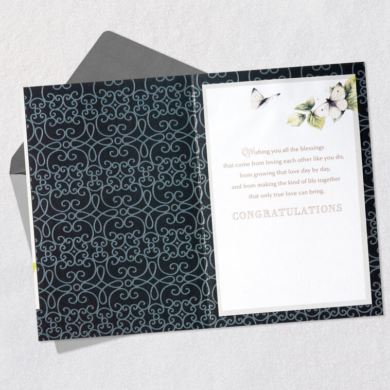 Flowers and Butterflies Marjolein Bastin Wedding Card Open card with envelope image number 3