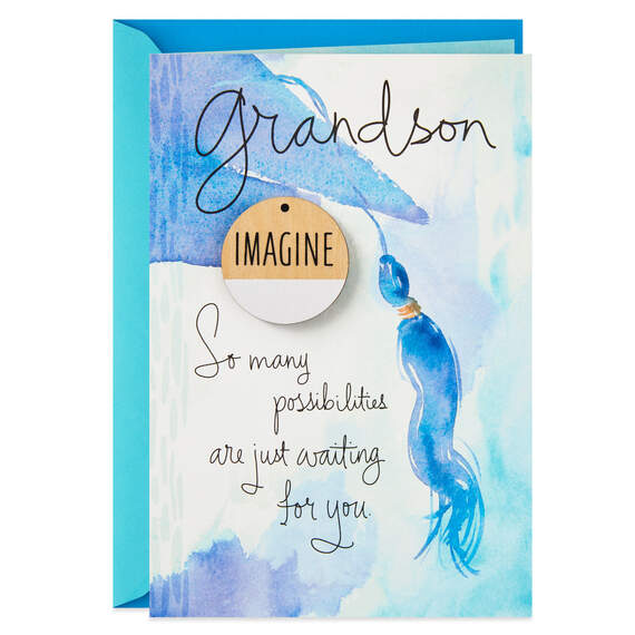 Grandson, So Many Possibilities Graduation Card With Imagine Token, , large image number 1