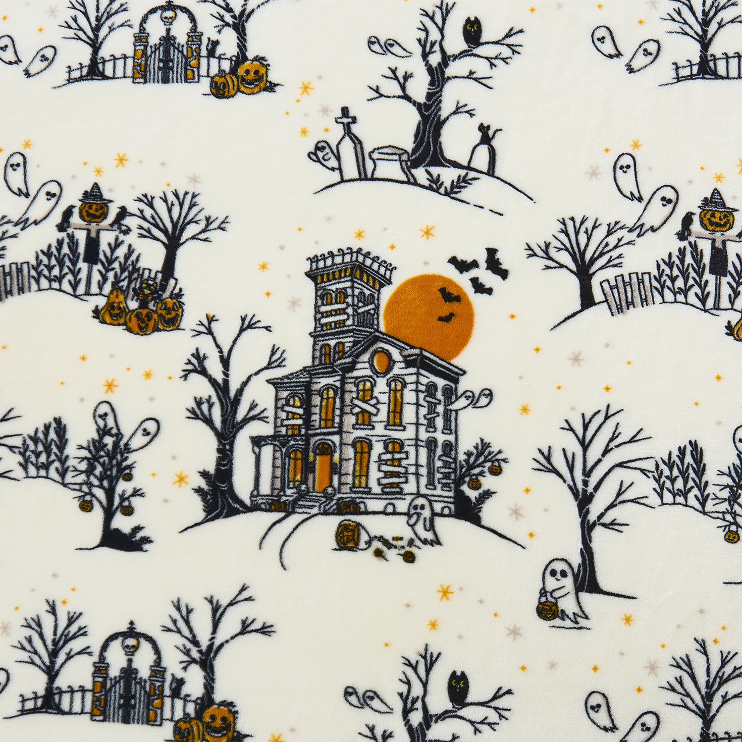 Hallmark Multicolor 50" x 70" Plush Halloween Throw Blanket upclose detail image number 3