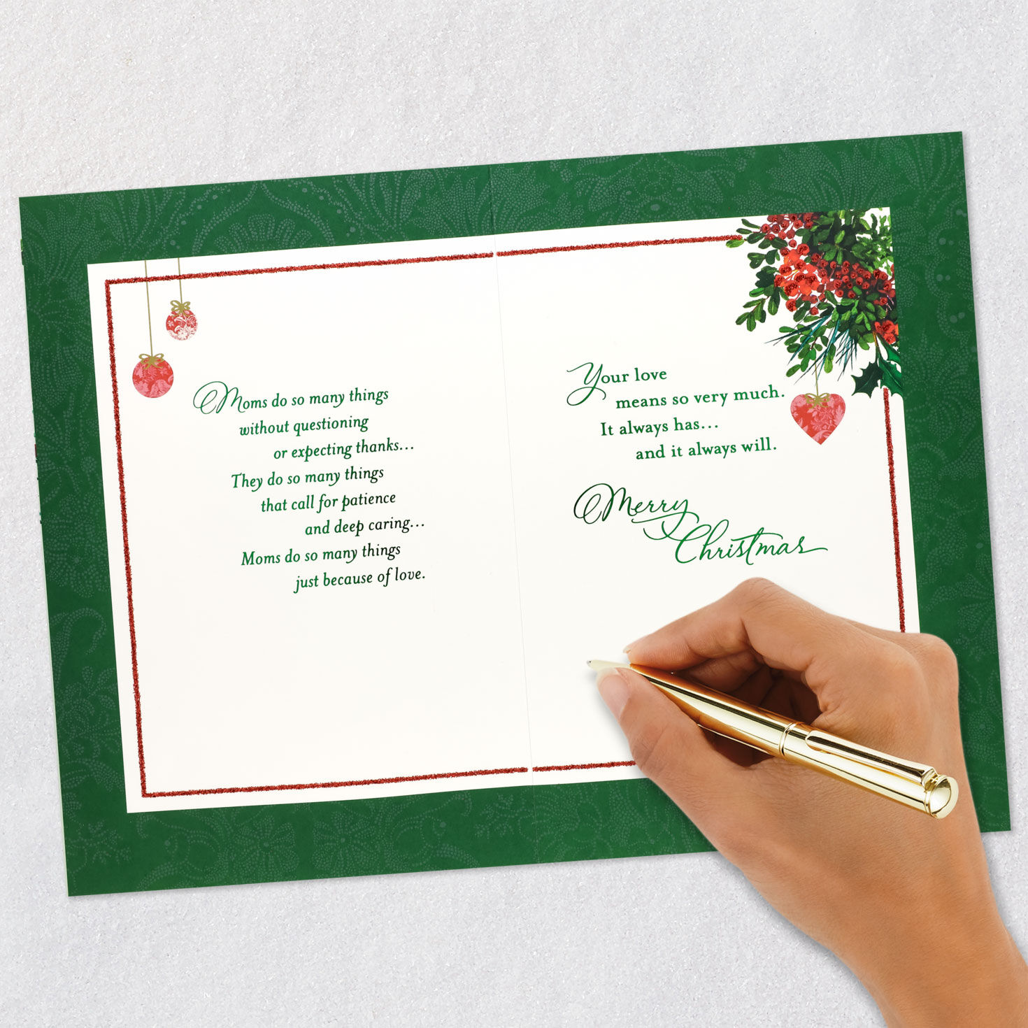 Berry Wreath Christmas Card for Mom Signing card image number 7