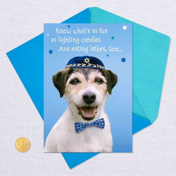 Dog in Yarmulke Hanukkah Card for Grandpa, , large image number 5