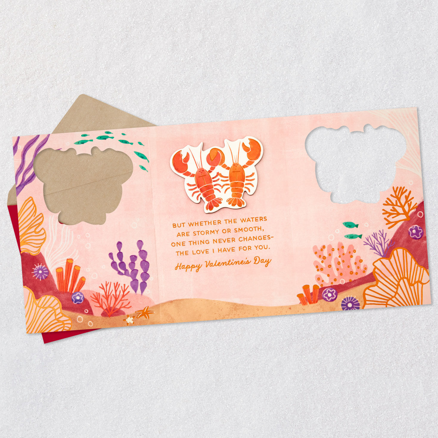 Lobsters Romantic Valentine's Day Card Open card with envelope image number 5