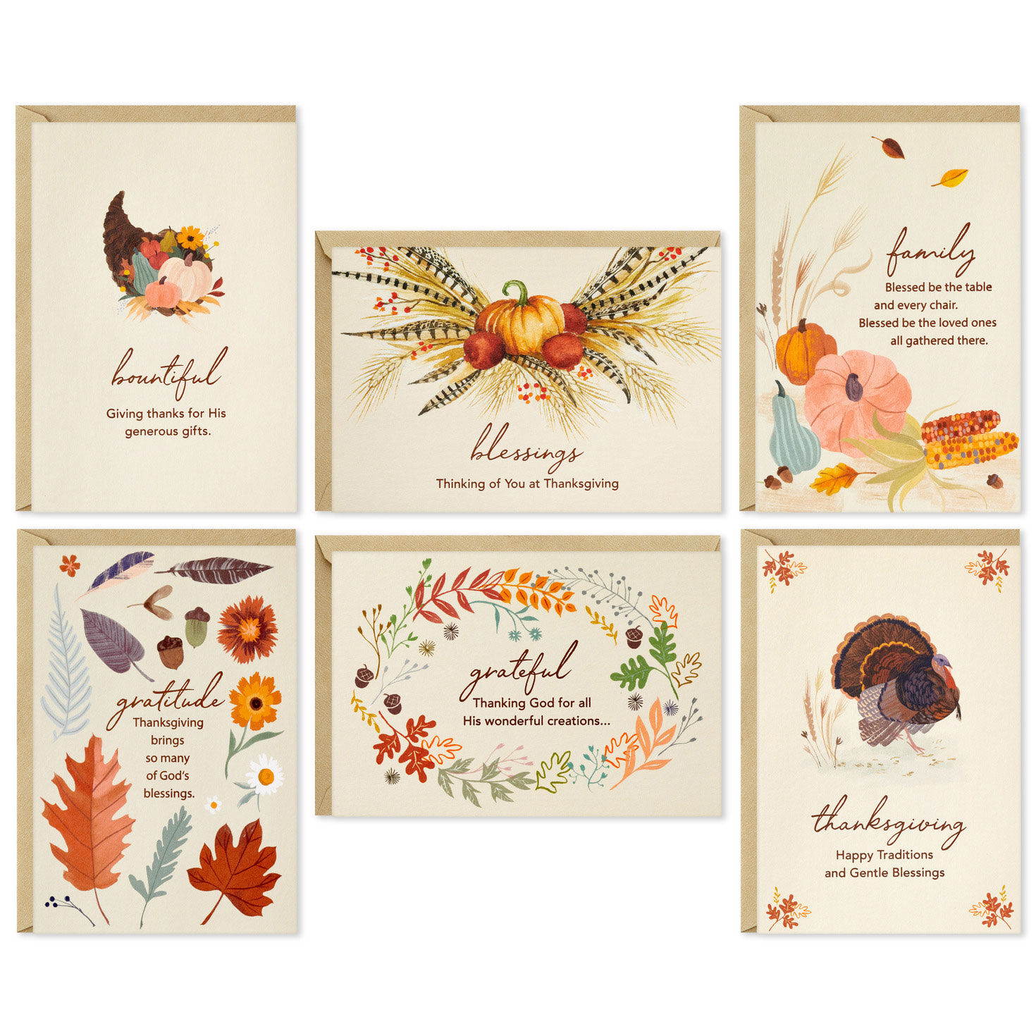 Religious Botanical Thanksgiving Cards Assortment fronts image number 2