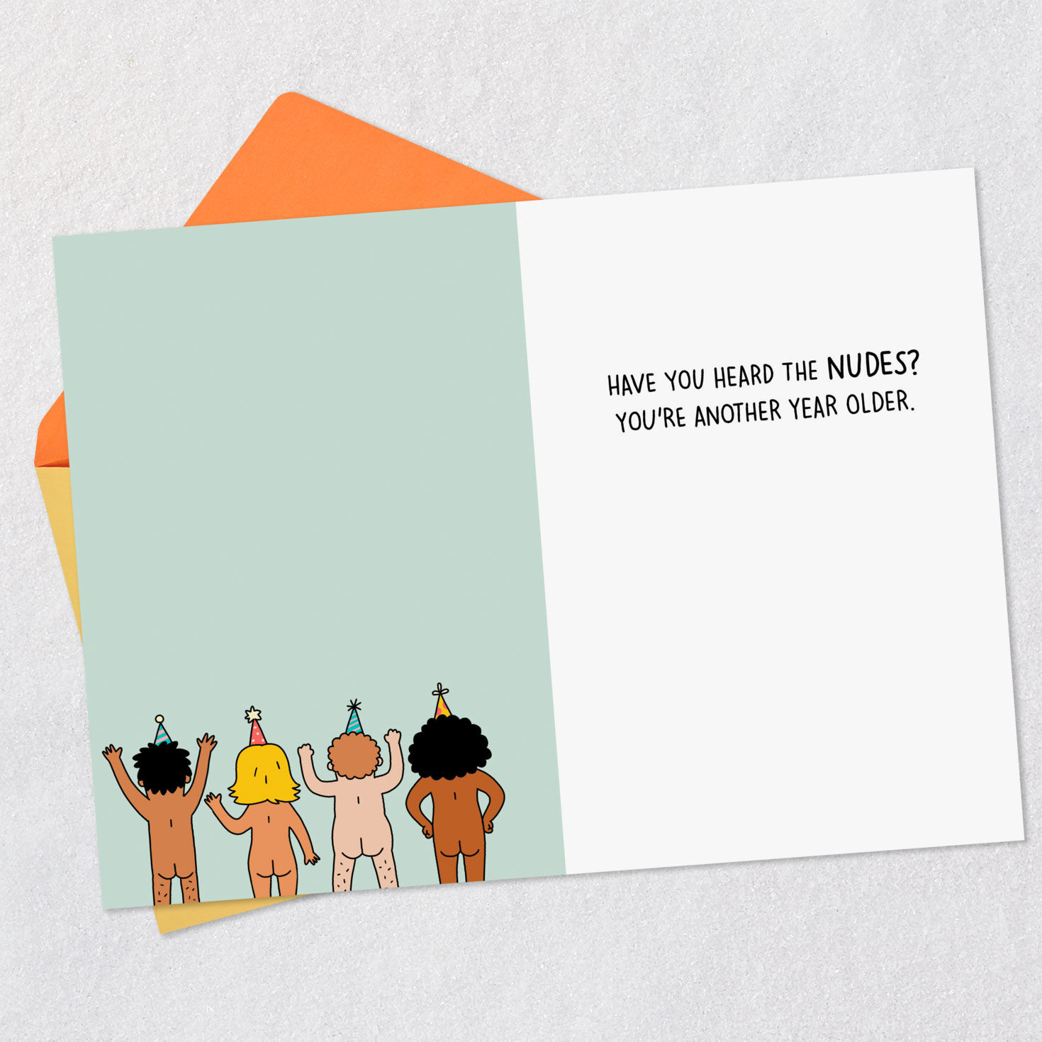 Funny Nudity Pun Happy Birthday Card Open card with envelope image number 3