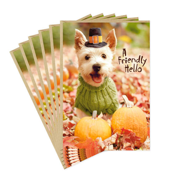 Friendly Hello Dog Thanksgiving Cards, Pack of 6, , large image number 1