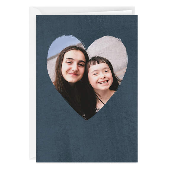 Personalized Navy Heart Frame Photo Card