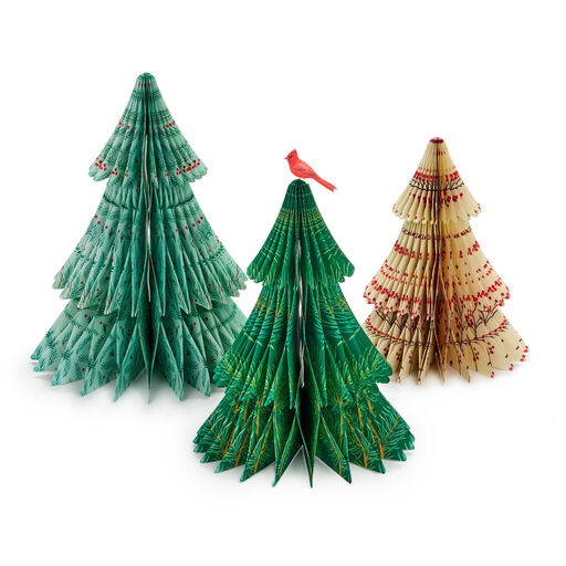 Honeycomb Trees 3D Pop-Up Christmas Decorations, Set of 3, 