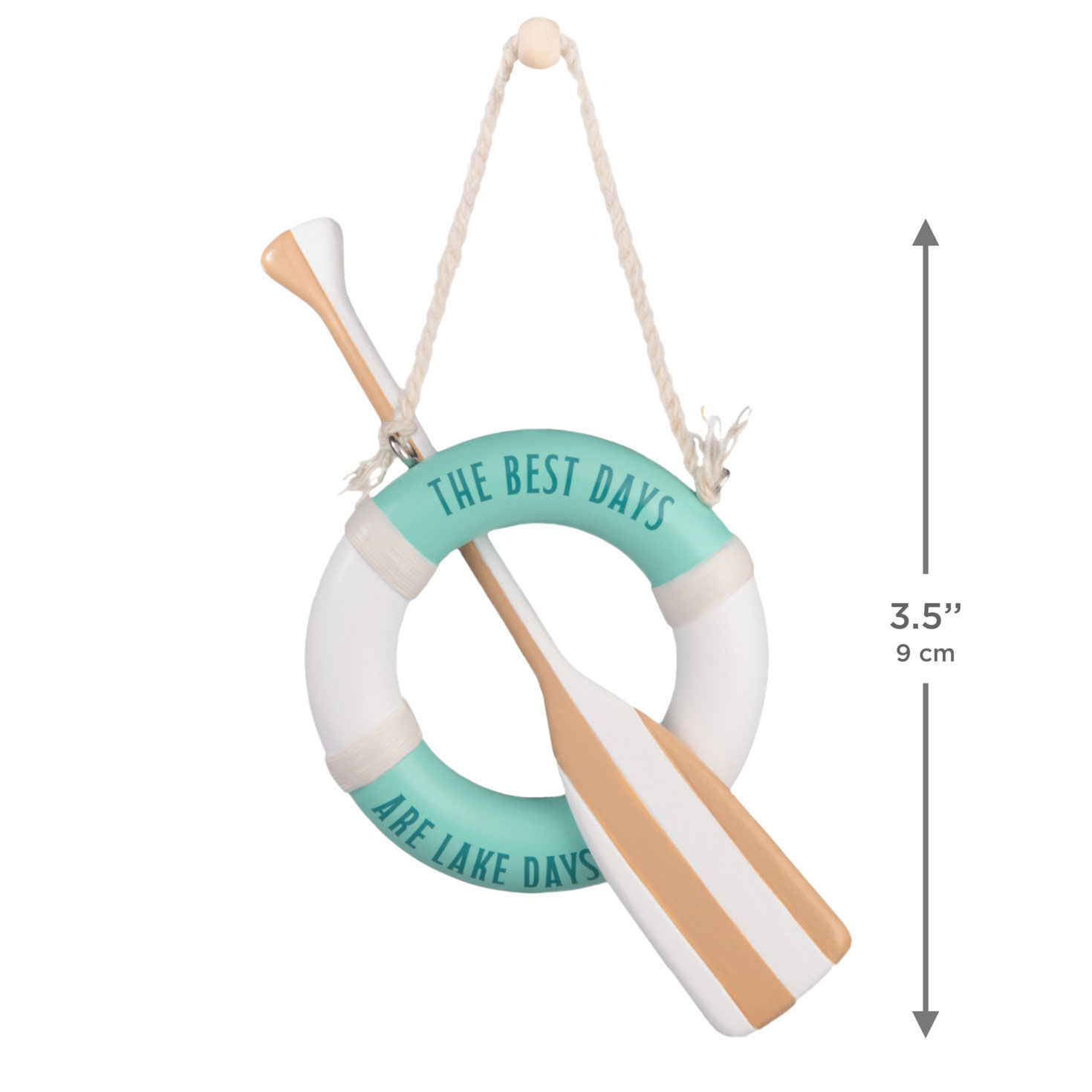 Lake Days Life Preserver and Oar Christmas Ornament measurement image number 3