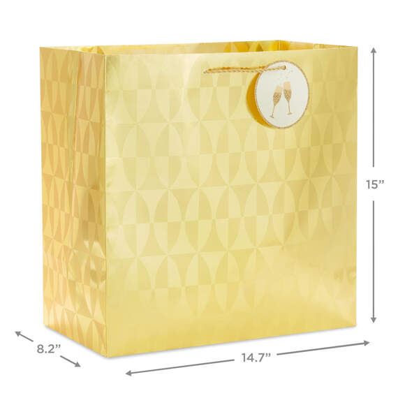 15" Gold Geometric Extra-Deep Gift Bag, , large image number 3