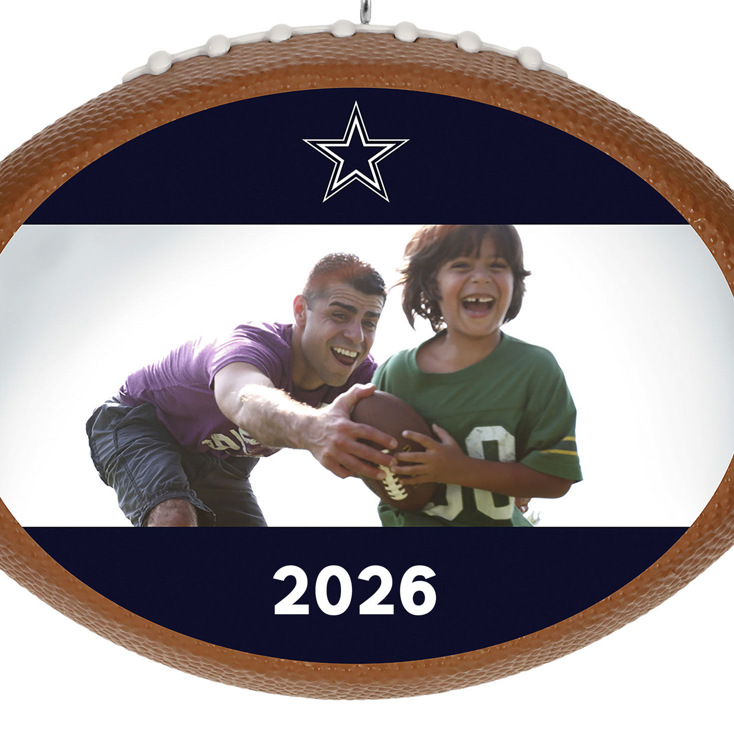 NFL Football Dallas Cowboys Text and Photo Personalized Ornament upclose view image number 7