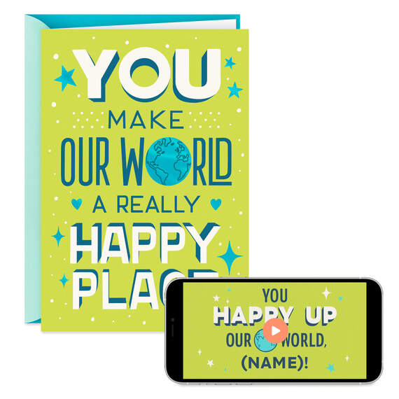 You Make Our World a Happy Place Video Greeting Birthday Card, , large image number 1