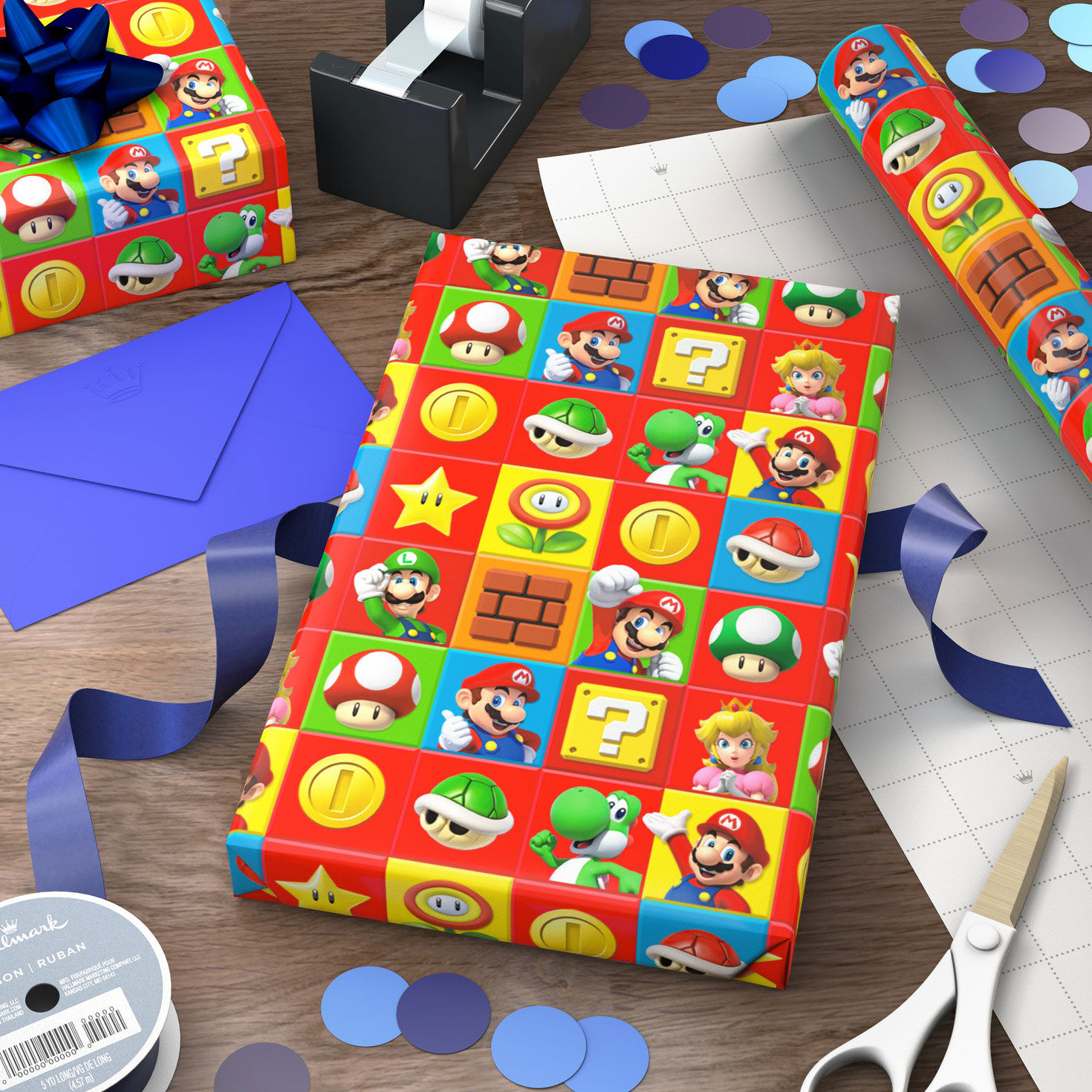 Super Mario&trade; on Colorful Squares Wrapping Paper, 17.5 sq. ft., , large image number 3