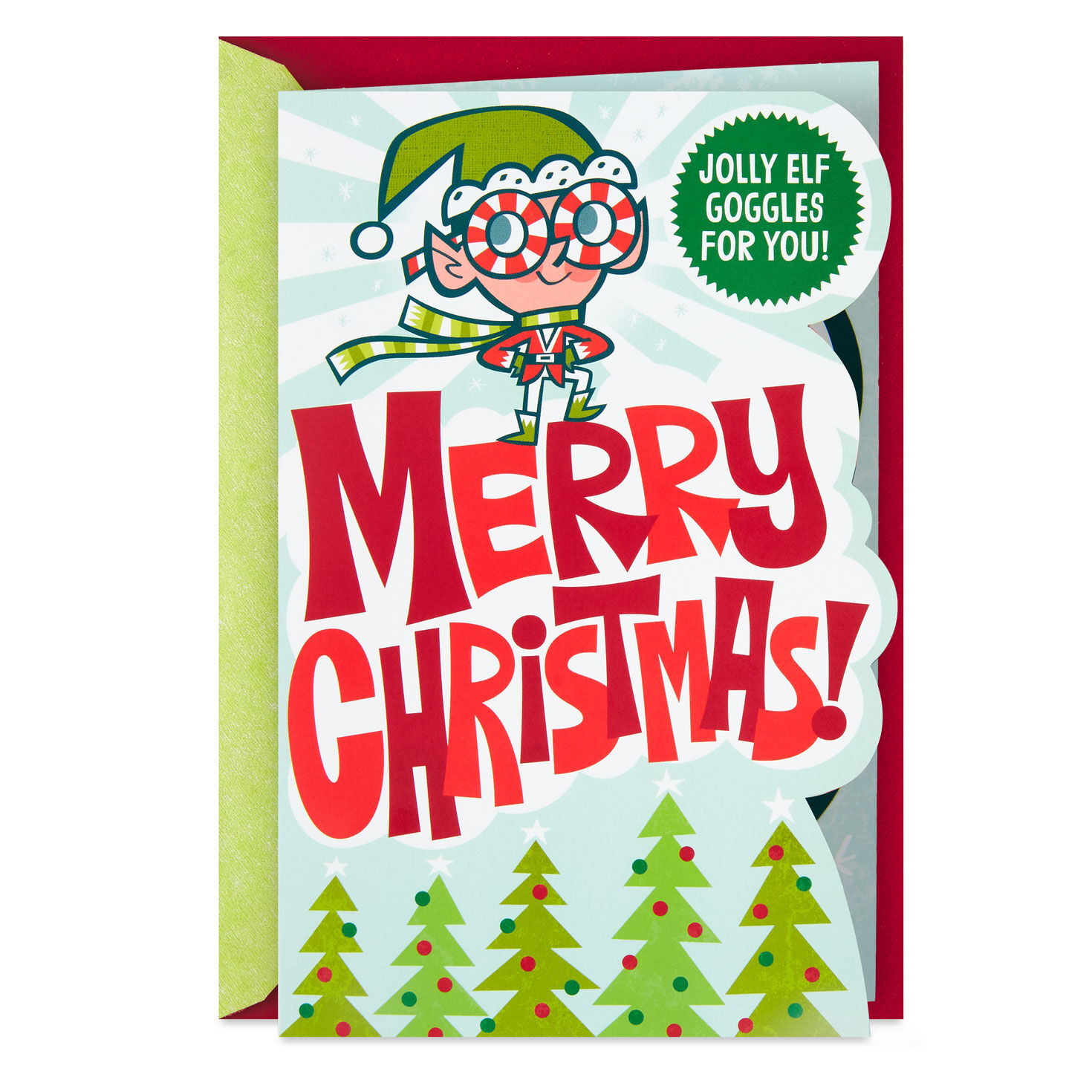 Jolly Elf Goggles Christmas Card for Kids