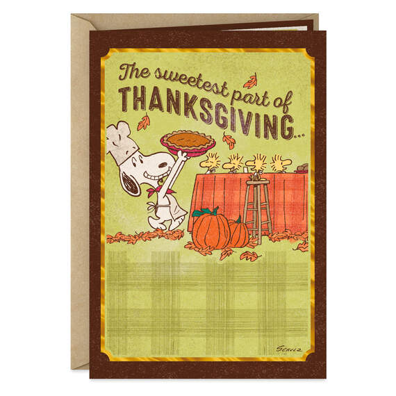 Peanuts® Snoopy Sharing the Love Cute Thanksgiving Card, , large image number 1
