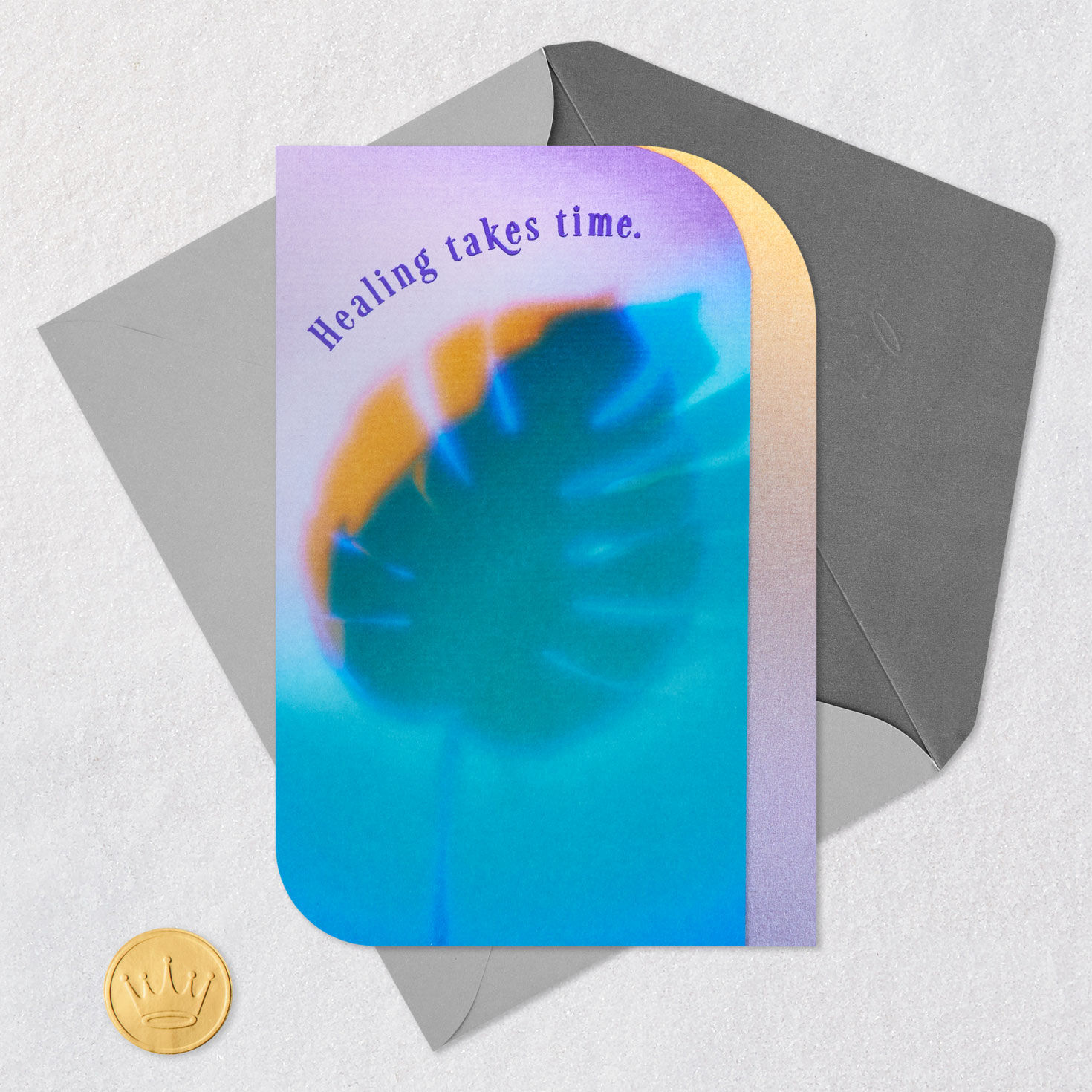 Colorful Monstera Leaf Get Well Card Card Front with Envelope and Gold Seal image number 5