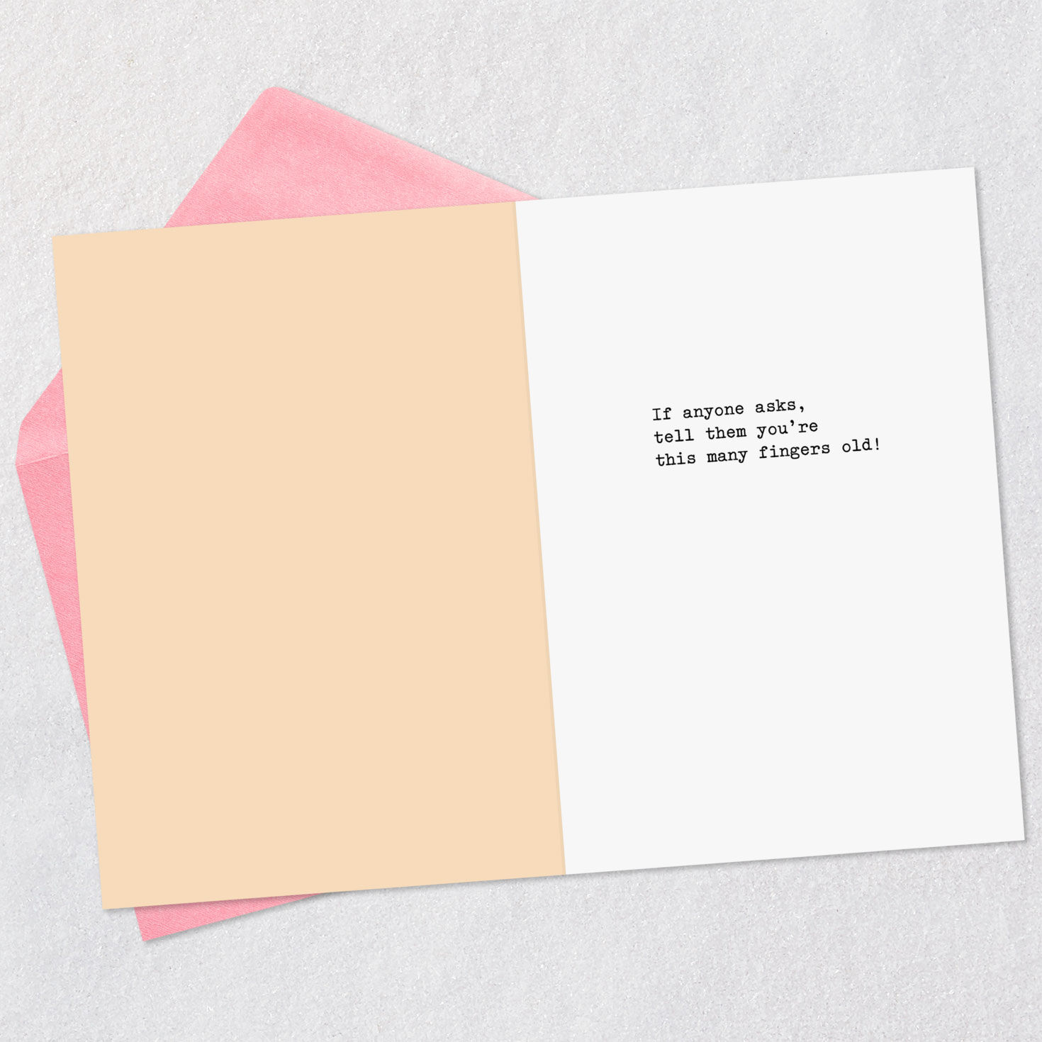 This Many (Middle) Fingers Old Funny Birthday Card Open card with envelope image number 3