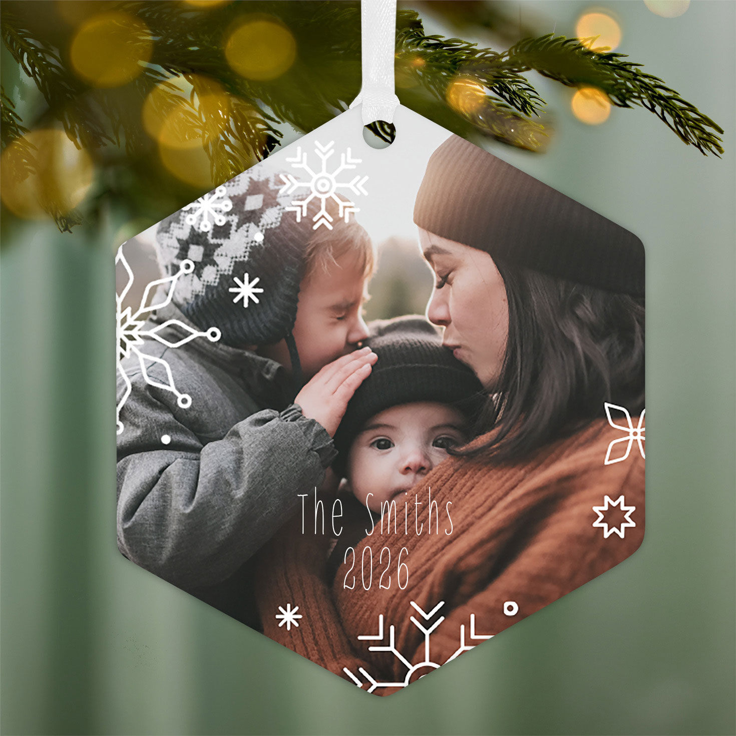 Snowflakes Metal Personalized Ornament, Custom Photo and Text for only USD 17.99 | Hallmark