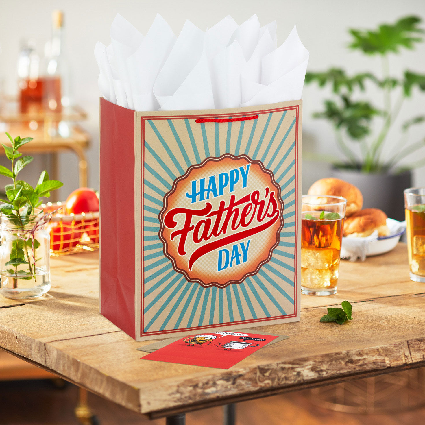 13" Happy Father's Day Large Gift Bag With Greeting Card and Tissue Paper, , large image number 2