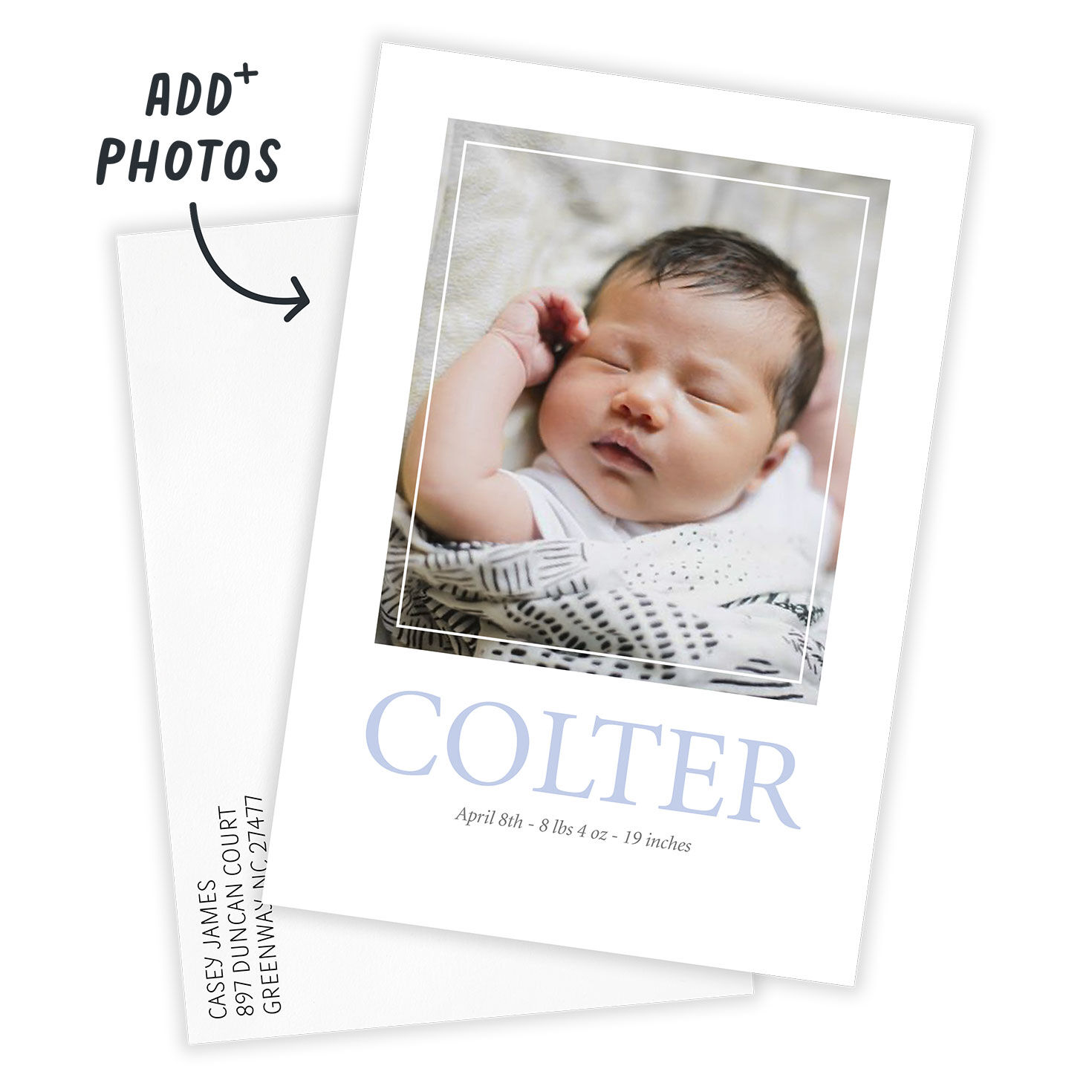 Square Frame Blue Birth Announcement, , large image number 2