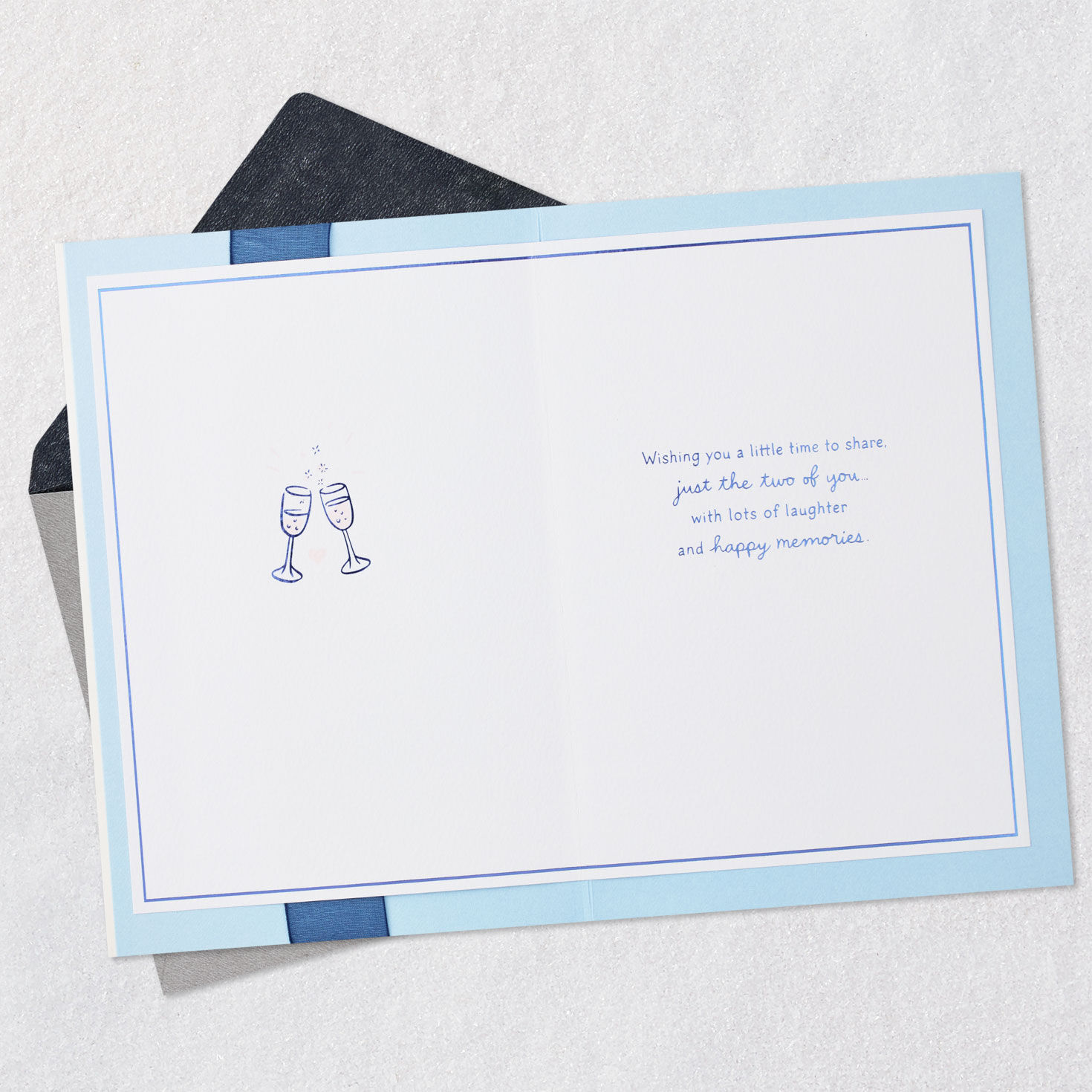 Pink and Blue Brunch Anniversary Card Open card with envelope image number 3