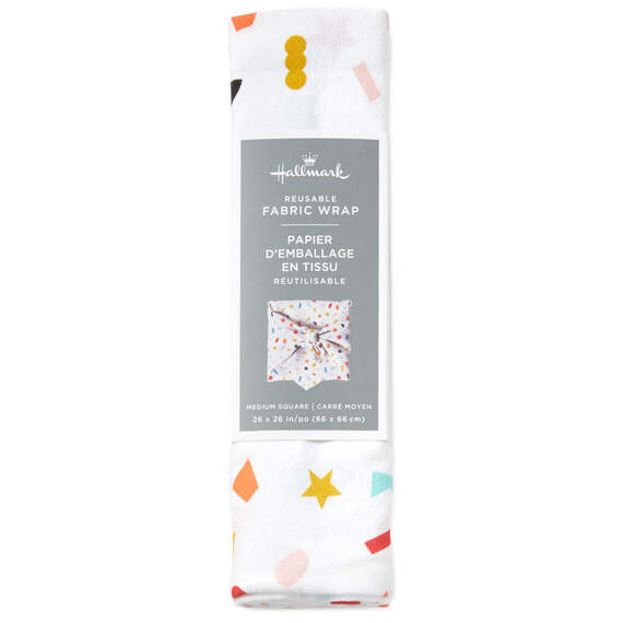 26" Geometric Confetti on Cream Fabric Gift Wrap, , large image number 5