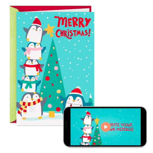 Love and Hugs Penguins Video Greeting Christmas Card, 