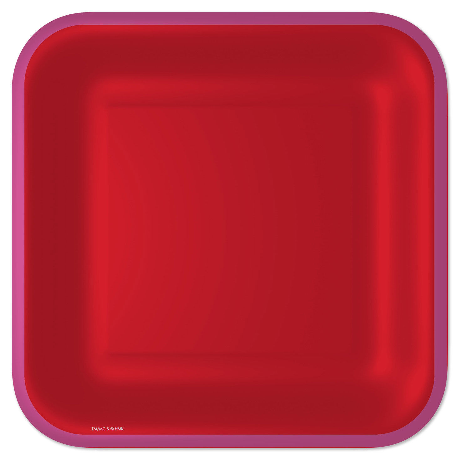 Red With Pink Edge Square Dinner Plates Set of 8