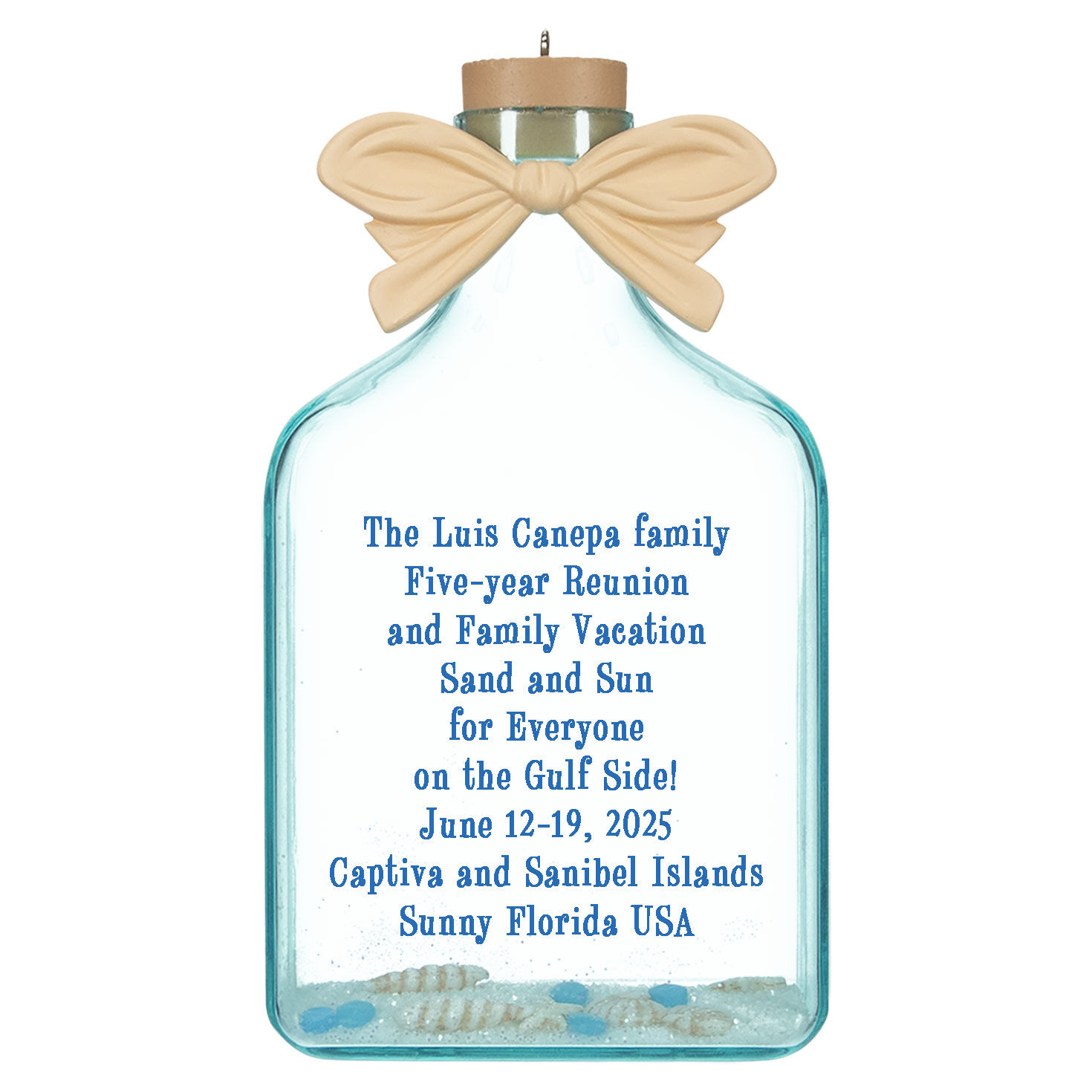A Day at the Beach Personalized Ornament, Custom Text