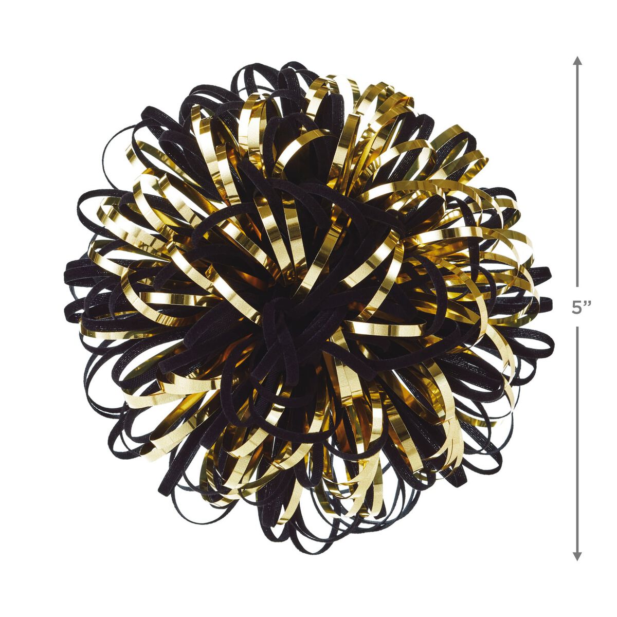 5" Black and Gold Looped PomPom Gift Bow Bows & Ribbons Hallmark