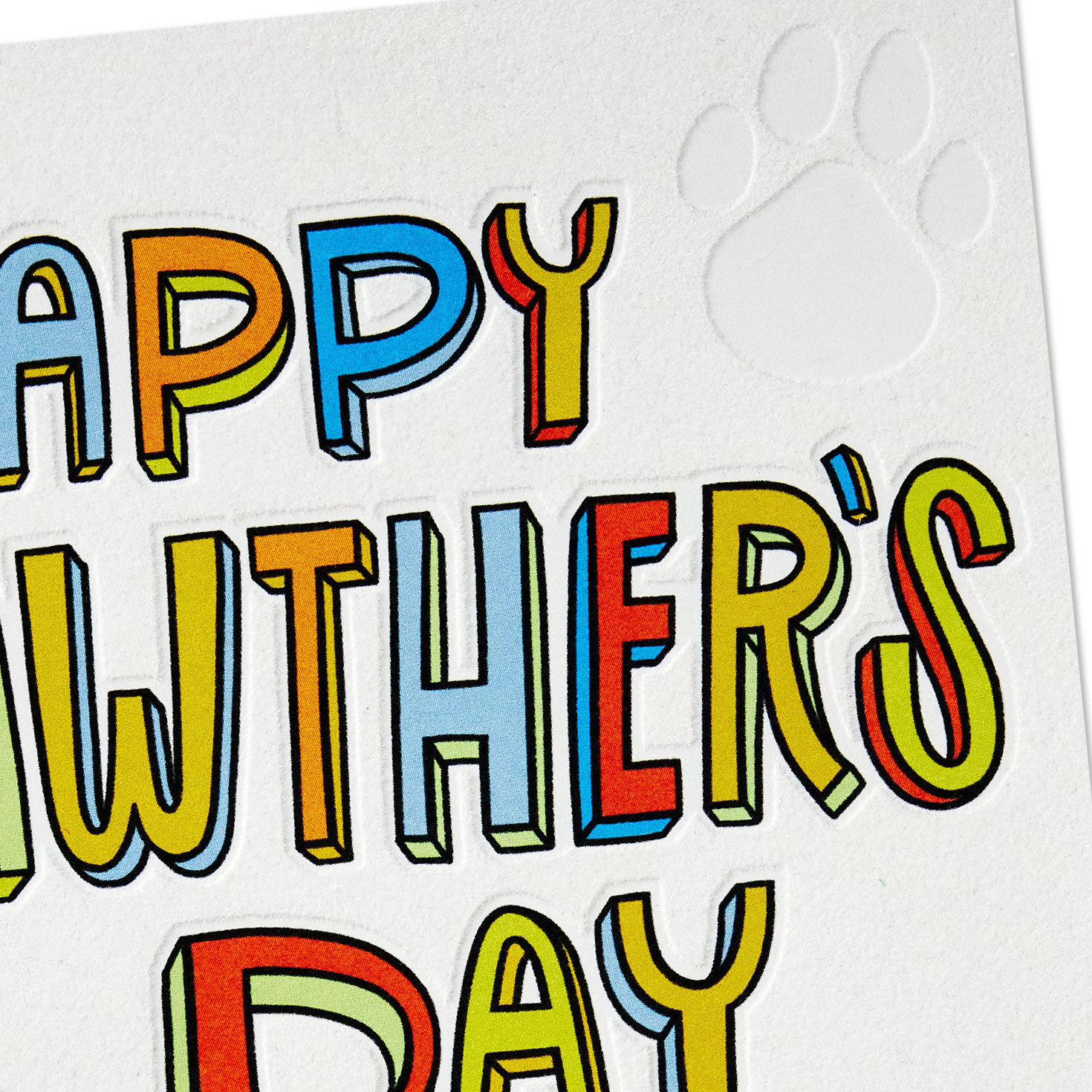 Colorful Letters with Paw Prints Father's Day Card Card Front Detail image number 4
