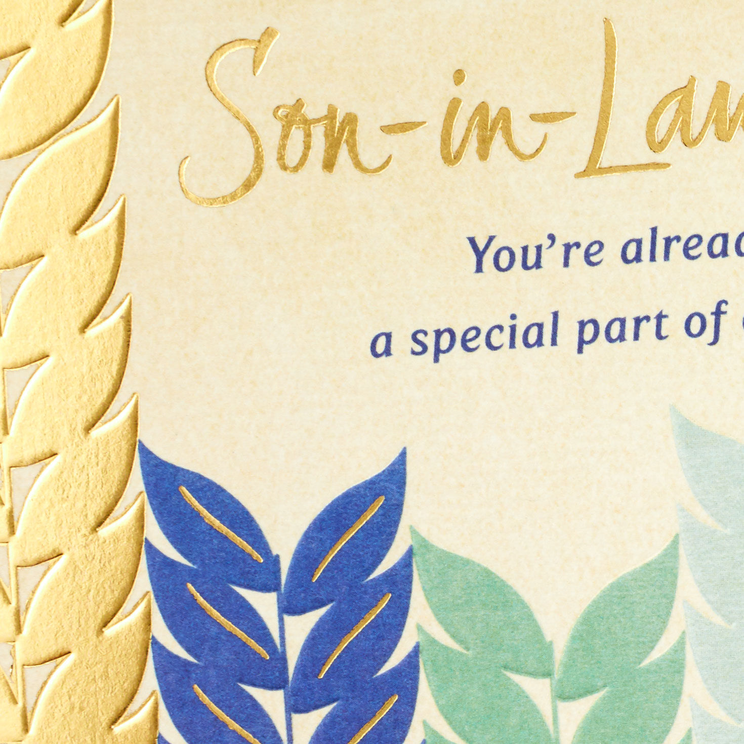 Metallic Leaves Son-in-Law Wedding Card  image number 4