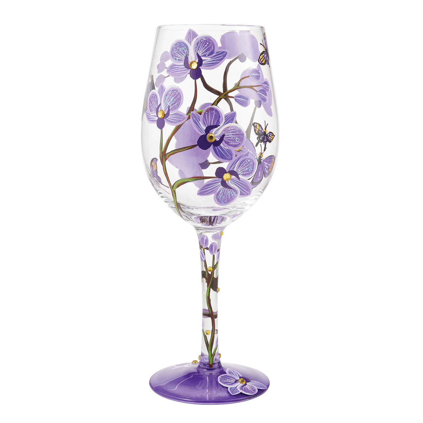 Butterfly Jubilee Handpainted Wine Glass  image number 2
