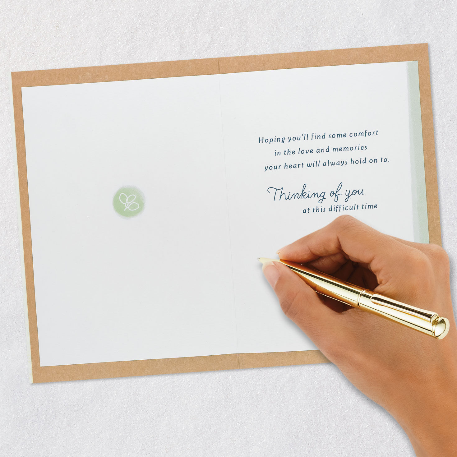 Watercolor Leaves Sympathy Card for Loss of Man Signing card image number 6