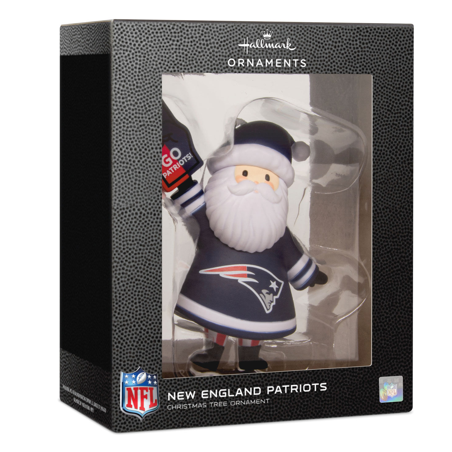 New England Patriots Santa Fan Christmas Ornament package front image number 7