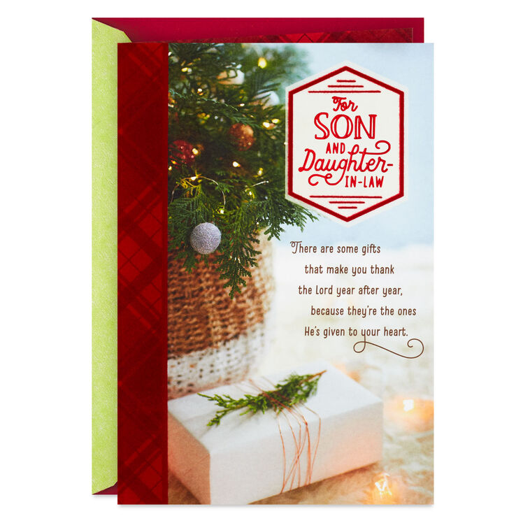 Gifts He's Given to Your Heart Religious Christmas Card for Son and Daughter-in-Law