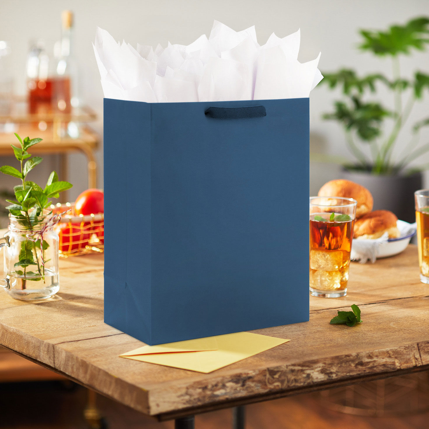 13" Navy Large Gift Bag, Navy, large image number 2