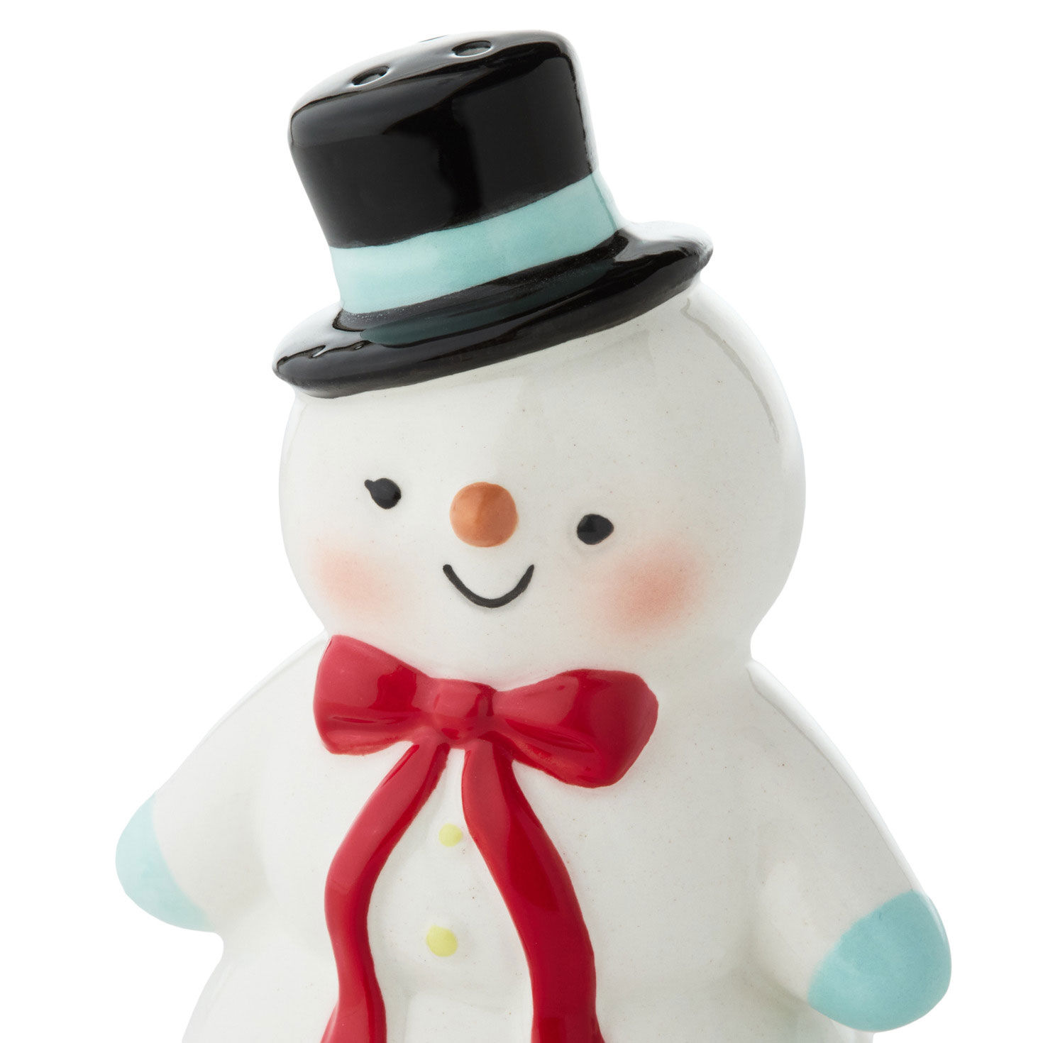 Snowman and Snow Woman Salt and Pepper Shaker Set upclose detail image number 3