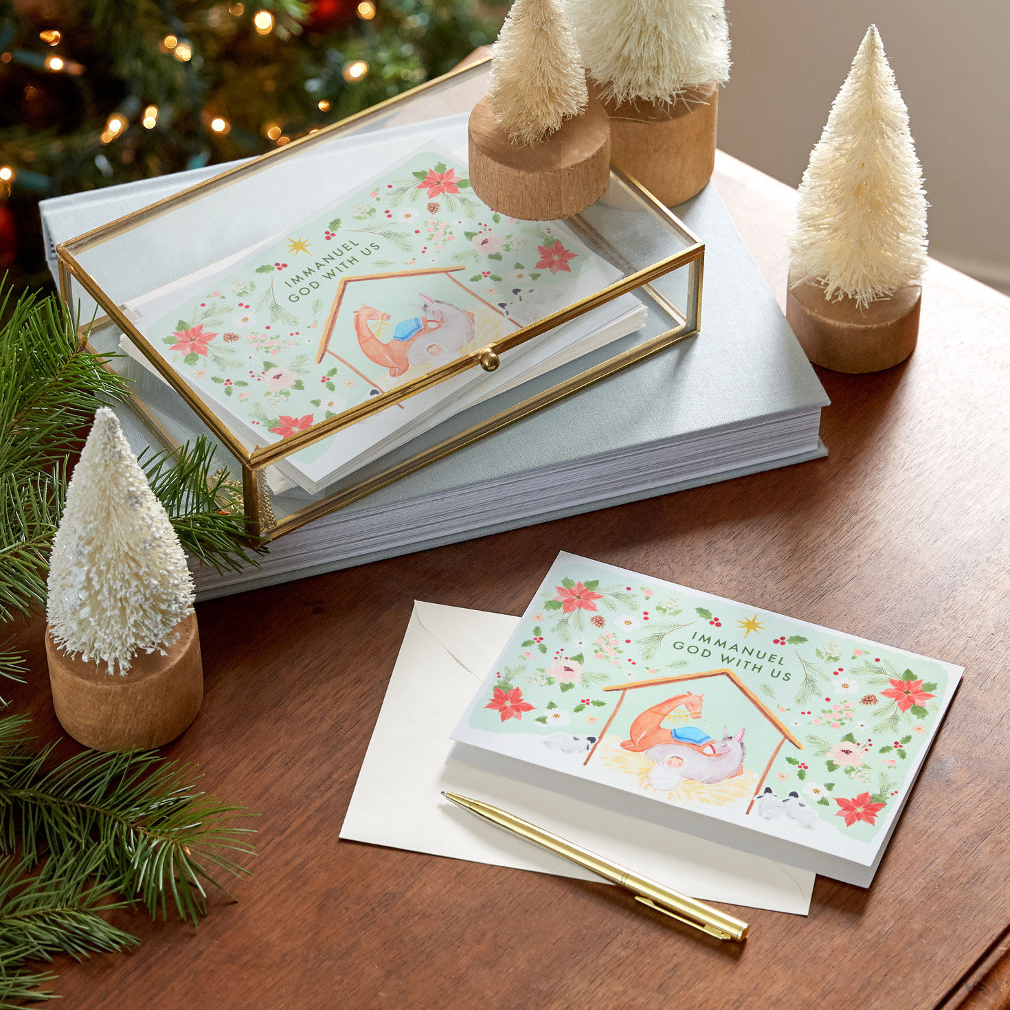 Nativity Scene DaySpring Religious Christmas Cards in use image number 7